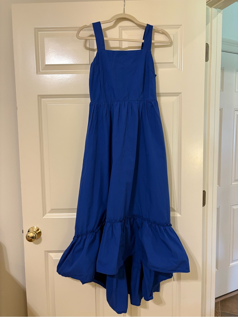Who What Wear Blue Square-Neck High-Low Maxi Dress
